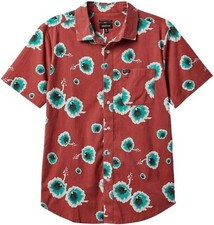 BRIXTON CHARTER PRINT Men's S/S Woven Shirt - XL - DustyCedar/OffWht/Jade - NWT picture