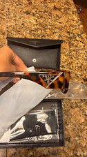 PRADA Milano Women's Tortoise Shell Rectangle Sunglasses Brown Tinted w/Case Box picture