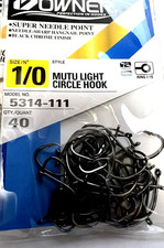 Owner 5314-111 1/0 Mutu Light Circle Hooks 40 PK Super Needle Point black chrome picture