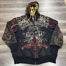 Christian Audigier Soul Of Gold All Over Print Hoodie y2k 00s POOR CONDITION picture