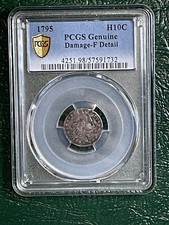 1795 Flowing Hair Half Dime H10C Coin - Certified PCGS Genuine - F Details picture