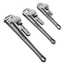 3PCS Aluminum Straight Pipe Wrench Set 10/14/18 in Plumbing Wrench CRV Jaw picture