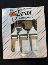 New Vtg Fiesta White Swirl Flatware 4-Pc Hostess Serving Set NIB 1991 HLC 995100 picture