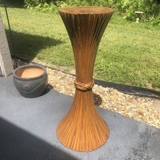 Vintage MCM Mid Century 1970’s McGuire Style Sheaf Of Wheat Rattan Pedestal picture