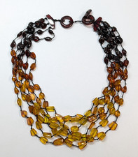 VTG Beautiful Ombre Multicolor Amber Multi Strand Statement Necklace 18