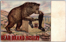 Antique ca. 1907 Postcard Bear Brand Hosiery Advertising Card Teddy Unposted 2 picture