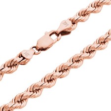 14K Rose Gold 1.5mm-6mm Diamond Cut Rope Chain Necklace Mens Womens 16