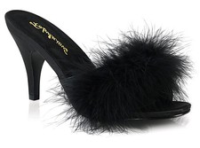 Fabulicious Pleaser Fluffy Marabou Trim High Heel Mule Slippers Amour 03 Sz. 11 picture