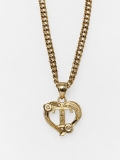 14K Real Gold Heart Pendant Necklace – “T” Design picture