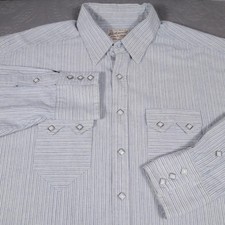 Rockmount Ranch Wear Shirt Mens Large White Stripe L/S Snap Western Heavyweight picture