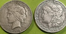 Better Date Morgan & Peace Silver Dollars Lot Of (2) 1903 & 1934 -P Nice Coins picture