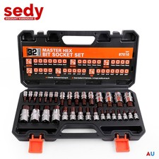 32PC Hex Bit Socket Set Allen Head High Torque Strengthened SAE Metric S2 Steel picture