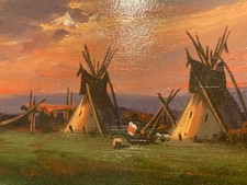Heine Hartwig Western Art-- Indian Camp Painting--Signed picture
