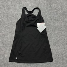 Athleta Stunner Tank Top Womens Medium Black Built In Bra Racerback Athletic picture