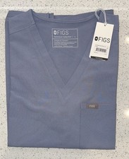 FIGS Women's Catarina One-Pocket V-Neck Scrub Top, Large, Vapor Blue NWT picture