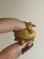 Vintage Miniature Wooden Duck Pull Toy Dollhouse Accessory Hand Painted DR 73 picture