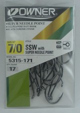 Owner 5315-171 SSW All Purpose Hook Needle Point Rev Bend UpEye Blk Sz 7/0 17Ct picture