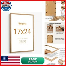 Heimlove Picture Frame Solid Oak Wood Natural Oak 17 x 24 No Mat Wall picture