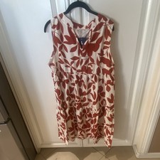ANNA-KACI White Red Floral Sleeveless Tiered Cotton Fit & Flare Dress L picture