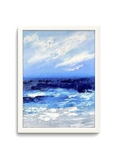 Abstract Seascape Acrylic Painting, Nautical Beach House Decor, 12x16 Framed picture