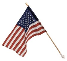 3x5 Feet Embroidered Nylon US Flag Kit w/ 5-Foot Wood Pole & Bracket  picture