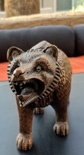 Antique Finely Carved Wood Painted Folk Art Strolling Walking Bear OOAK Figurine picture