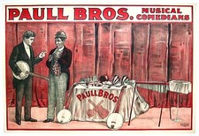 Original c.1910 American Poster Paull Bros. Banjo, Black Minstrels picture