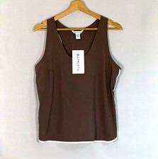 NWT Athleta Journey Tank M Brown Ivory Featherweight Stretch Travel Top picture