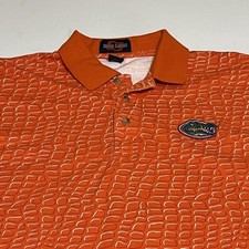 Vtg Florida Gators Skin Scales AOP NCAA Polo Shirt Mens M Orange College Classic picture
