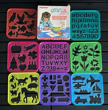 Vintage 1987 Tupperware Tuppertoys Stencil Art Set 8 Stencils Original Box picture