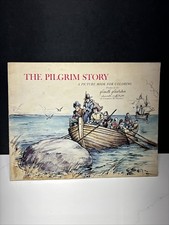 Vntg THE PILGRIM STORY Picture Book For COLORING 1963 Plimoth Plantation Overly picture