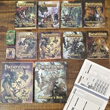 Paizo Pathfinder RPG Lot Core Pocket Rulebooks + Pawns + Cards. All New, unused. picture