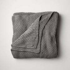 Casaluna King Size Chunky Sweater Knit Bed Blanket Dark Gray 108