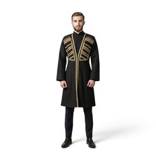Mens Georgian Chokha Traditional Caucasus Coat Historical Military Costume Black picture