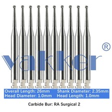 10/Pk Dental Tungsten Surgical Carbide Burs Latch Type RA SURG 2 4 6 8 Low Speed picture