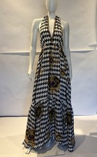 CAMILLA MONARCHY MANIA RUFFLE HEM HALTER DRESS SZ L RRP $1200 LDSG019 picture