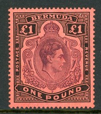 Bermuda 1938 KGVI £1 Black & Purple on Red Scott #128a Mint R44 picture