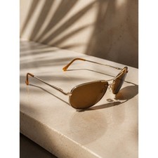 Poloroid Suncloud Patrol Aviator Sunglasses Gold Metal Frames Brown Lens Unisex picture