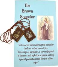 The Brown Scapular Prayer Set Traditional Wool Catholic Necklace picture