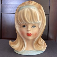 Vintage 1967 Inarco E-2967 Blonde Teen Girl Head Vase Japan Mid Century Ceramic picture