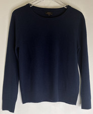 Quince Women's Sz Medium 100% Mongolian Cashmere Crewneck Sweater Navy Blue picture