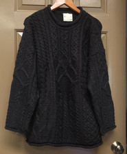 Vintage Carraig Donn Sweater Men M Black Hand Knit Wool Fisherman Ireland Chunky picture