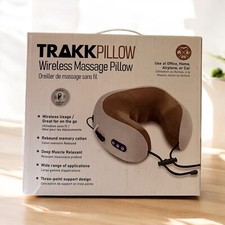 TRAKK PILLOW Neck Wireless Massage Travel Pillow Off White- Black New picture
