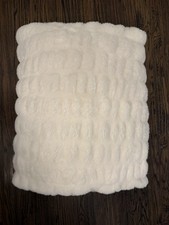 HiEnd Accents Ruched Rabbit Double-Sided White Faux Fur Throw Blanket 50x80 inch picture