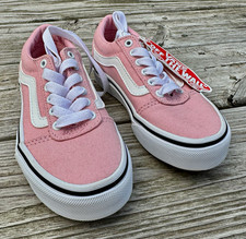 VANS Old Skool Unisex Little Kids Pink/White Low Top Canvas Lace-Up Sneakers  picture