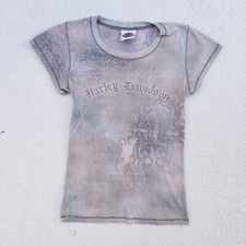 Y2K Vintage Harley Davidson Womens Rhimestone Pink Gray Fade Size Small picture