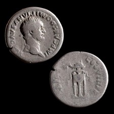 Domitian AR Denarius 81 AD Rome Tripod With Fillets; Ancient Roman Silver Coin picture