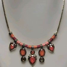 Vtg NAPIER Multi Color Beads &  Silver Tone  Necklace 14
