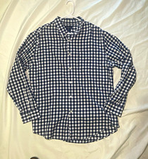 Croft & Barrow Men's L Blue/White Check Long Sleeve Button-Up Shirt Easy Care picture