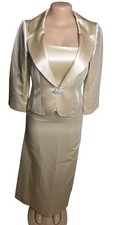 Vintage Ann Taylor Satin Gold 3 Piece Skirt Suit Women 0 Mother Of Bride Formal picture